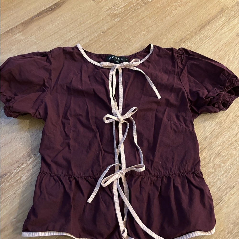 Motel Rocks Burgundy Top with Cream Trim